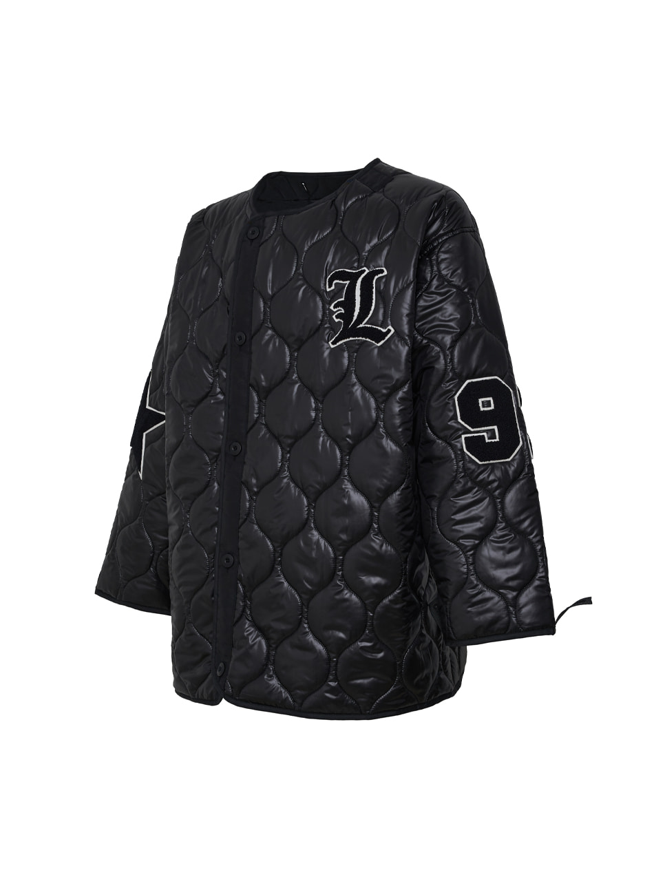 92 STAR GLOSSY QUILTED JUMPER_[BLACK]