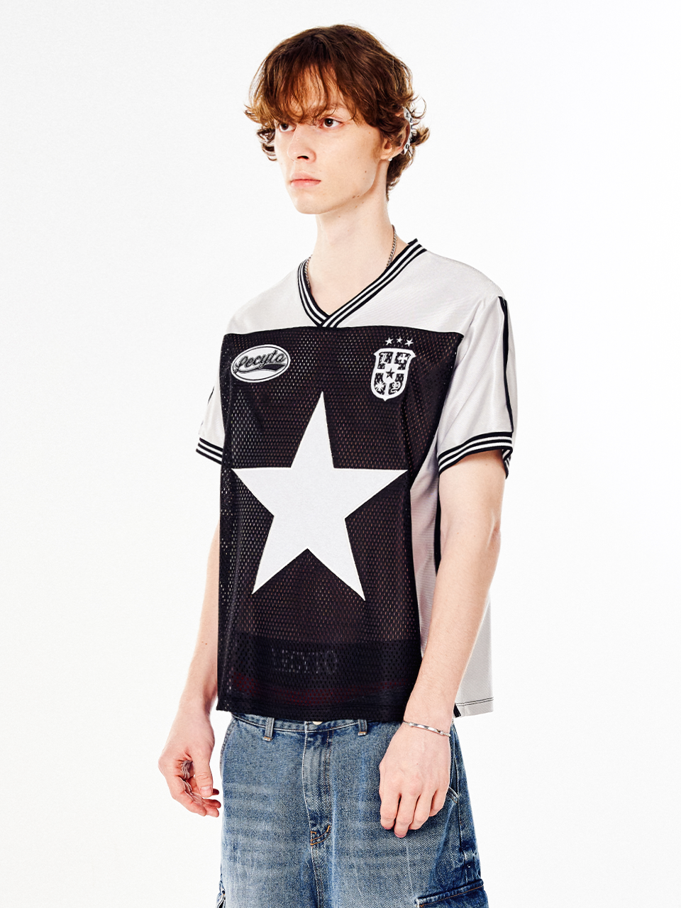 Big Star V-neck Touch Football T-shirt_[Silver]