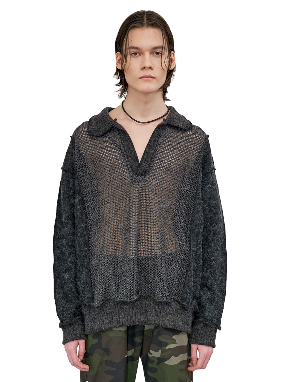 INSIDE-OUT MESH MIX KNIT PK_[CHARCOAL]