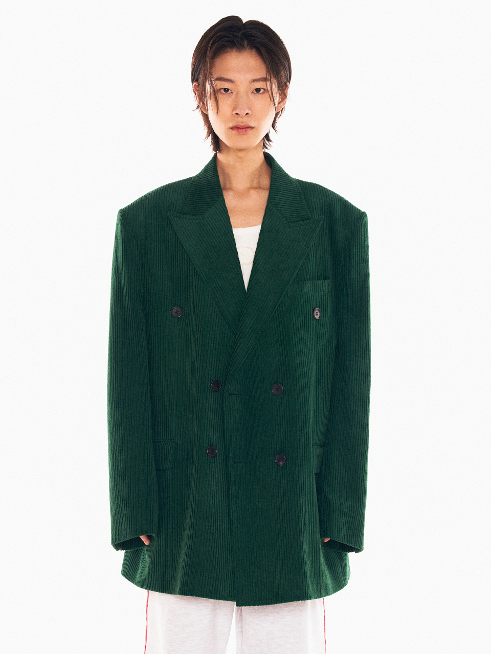 [ODER MADE] CORDUROY OVERFIT DOUBLE BOAT JACKET_[GREEN]