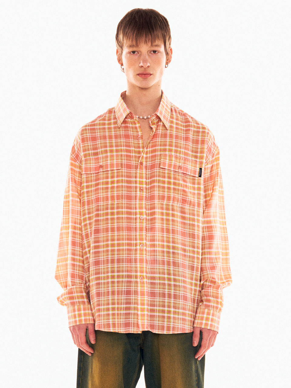 OVERFIT RETRO CHECK SHIRTS_[PINK]